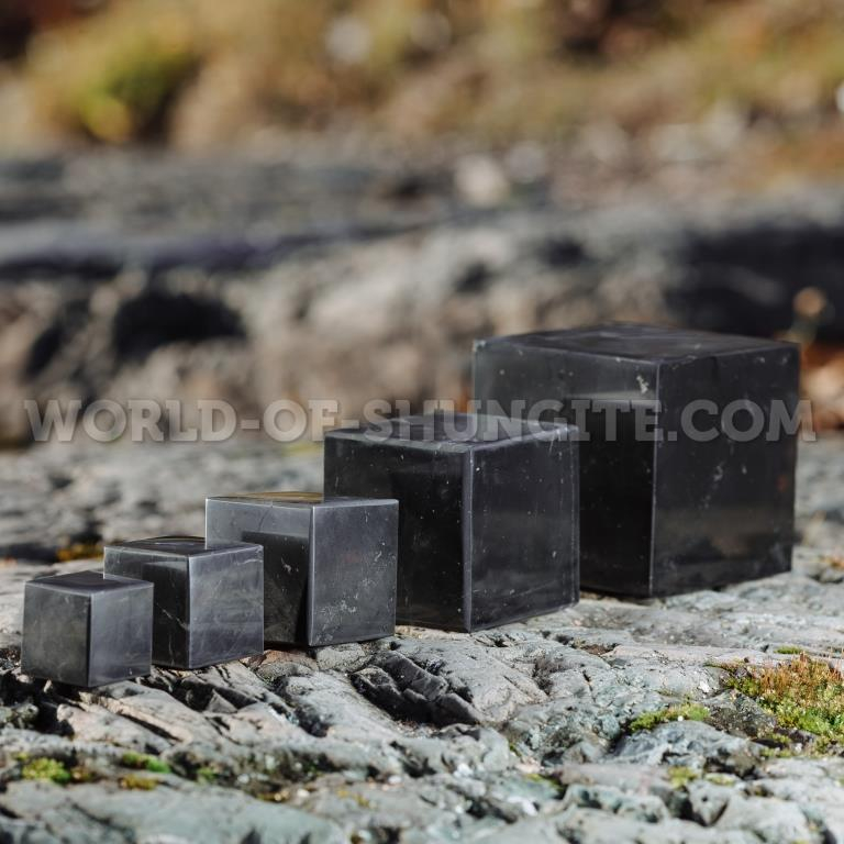 Shungite polished cube 3 cm from Karelia