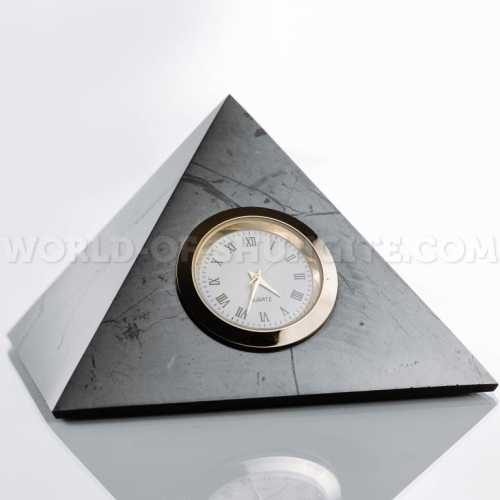 Shungite polished pyramid with clock