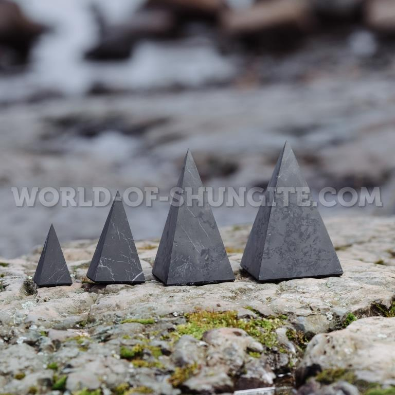 Shungite unpolished high pyramid 3 cm