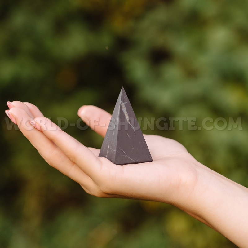 Shungite unpolished high pyramid 4 cm