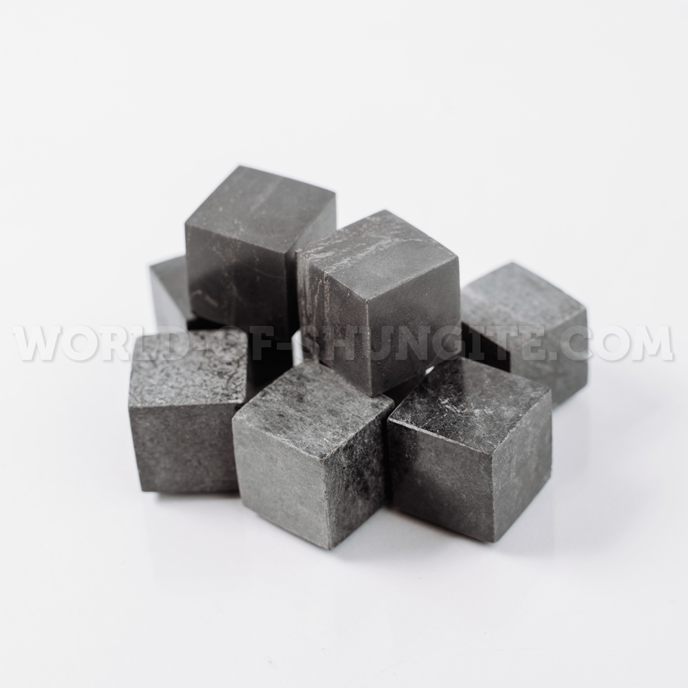Set of polished cubes for whiskey from steatite 