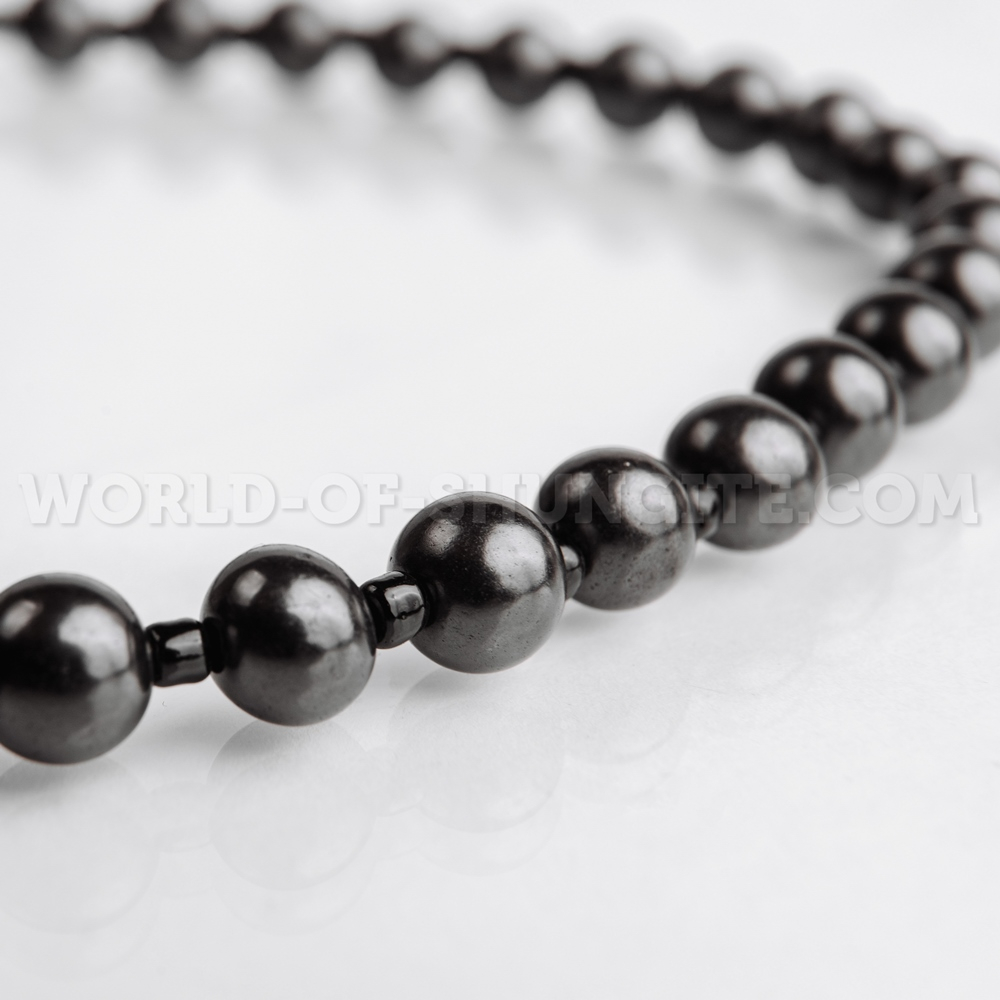 Shungite necklace with black glass beads