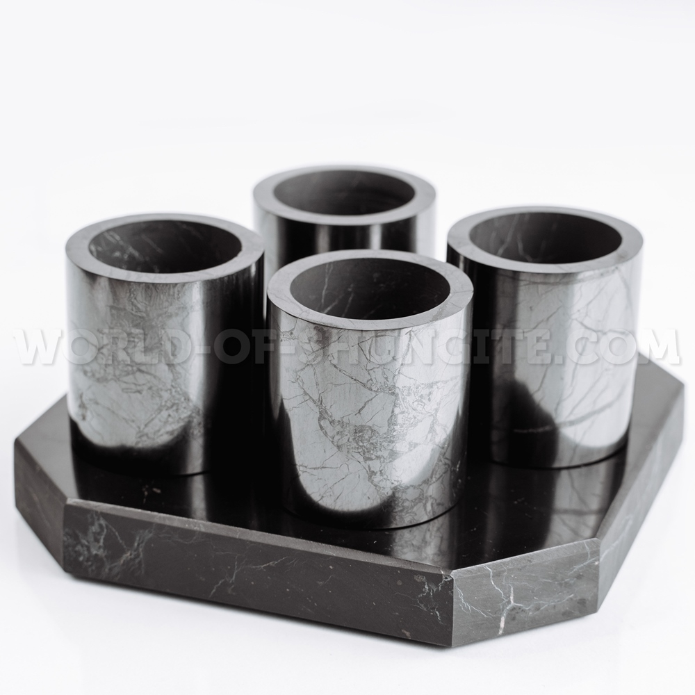 Shungite set of glasses (4) with support