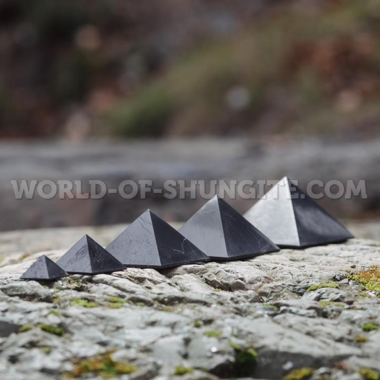 Shungite polished pyramid 20 cm from Karelia