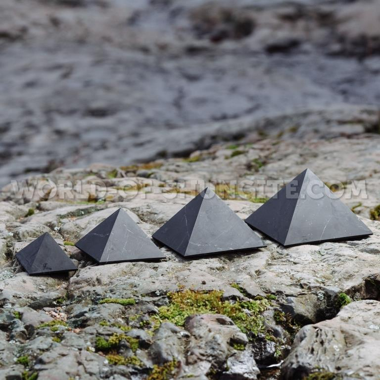 Shungite unpolished pyramid 7 cm from Karelia