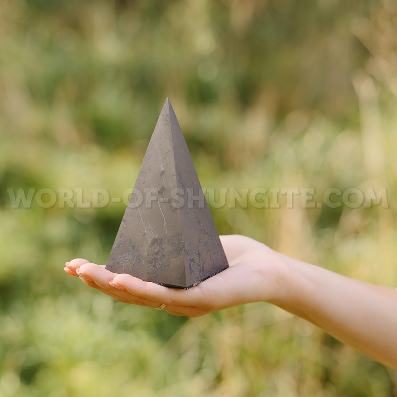 Shungite unpolished high pyramid 9 cm