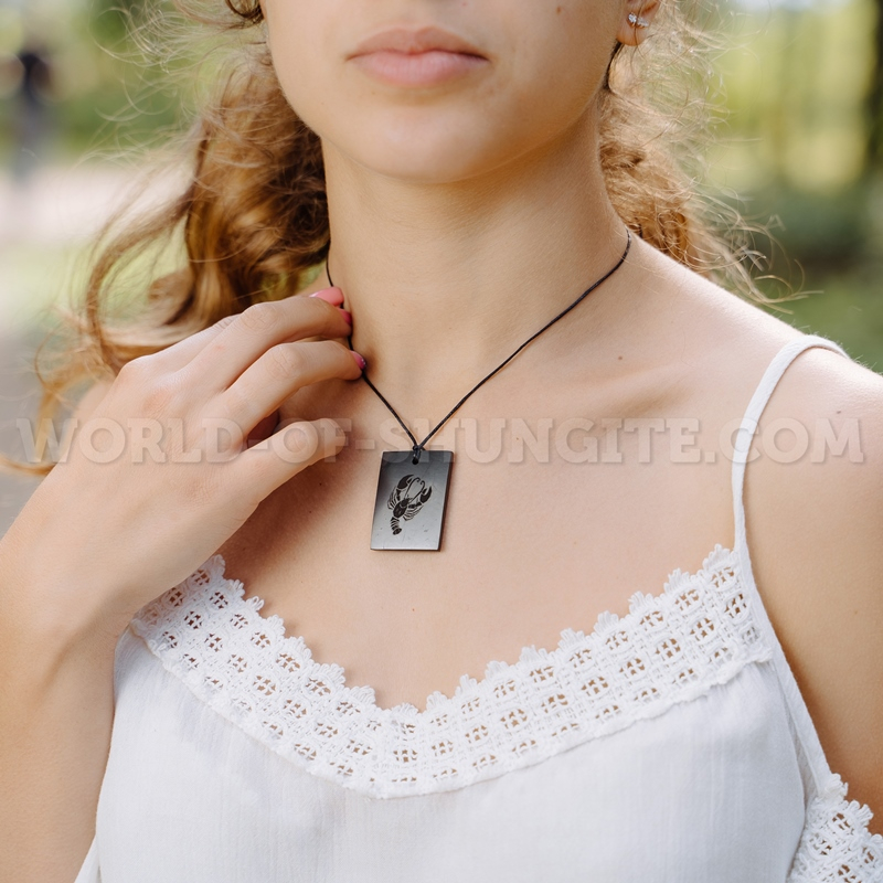 Shungite pendant "CANCER" with laser engraving