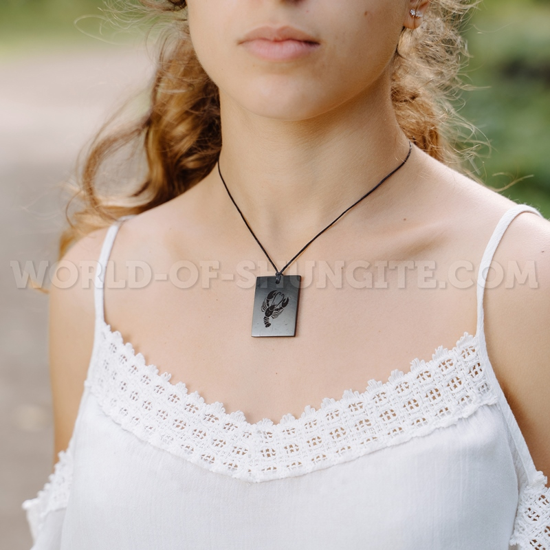 Shungite pendant "CANCER" with laser engraving from Russia