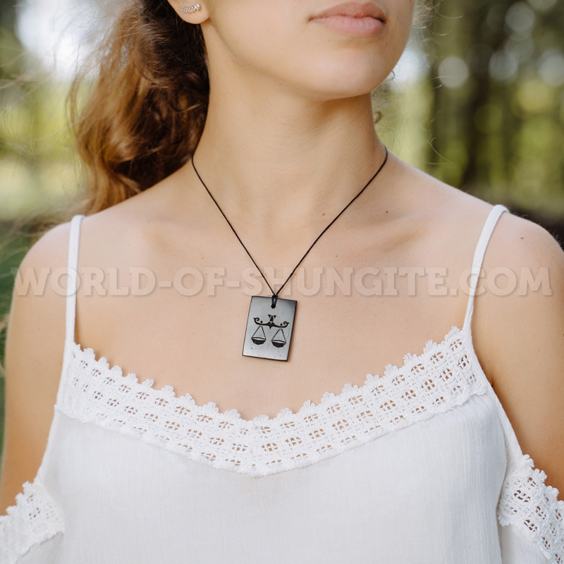 Shungite pendant "LIBRA" with laser engraving from Russia