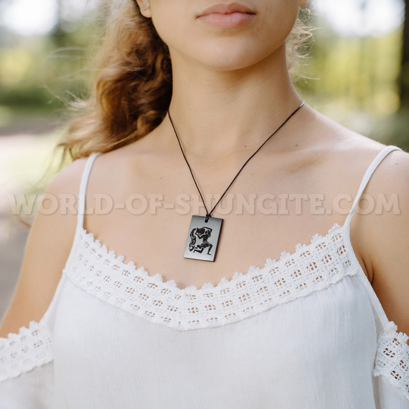 Shungite pendant "AQUARIUS" with laser engraving