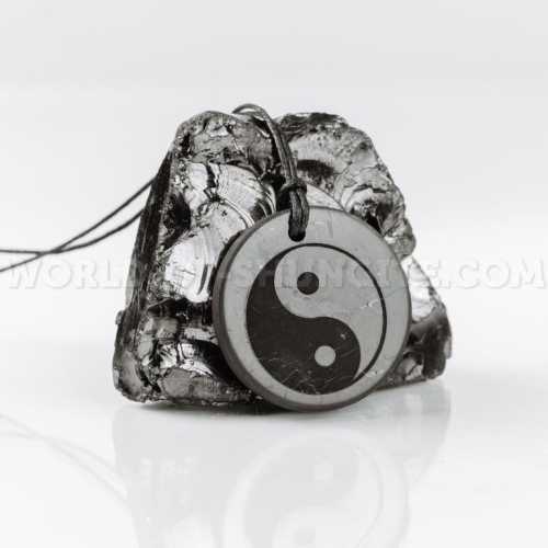 Shungite pendant "YIN YANG" (circle) with laser engraving