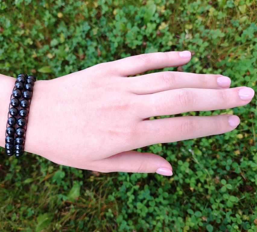 Two-row bracelet made of shungite