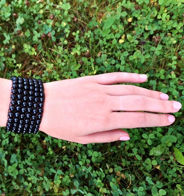 Six-row bracelet made of shungite from Russia