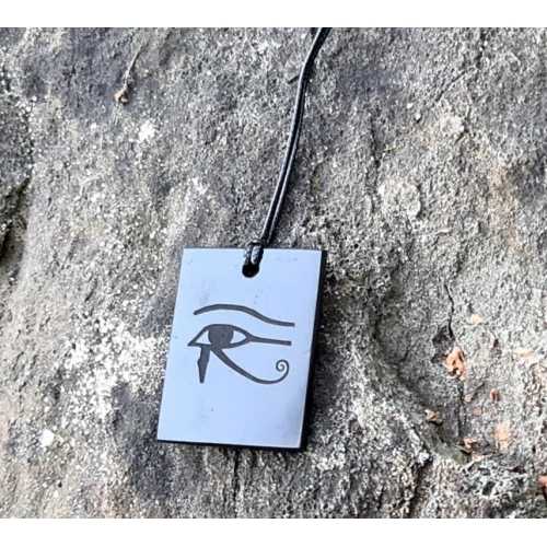 Shungite pendant "The EYE OF HORUS" (rectangle) with laser engraving