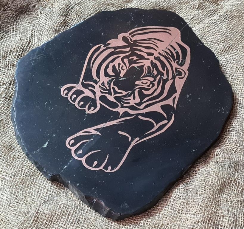 Tiger on shungite from Russia