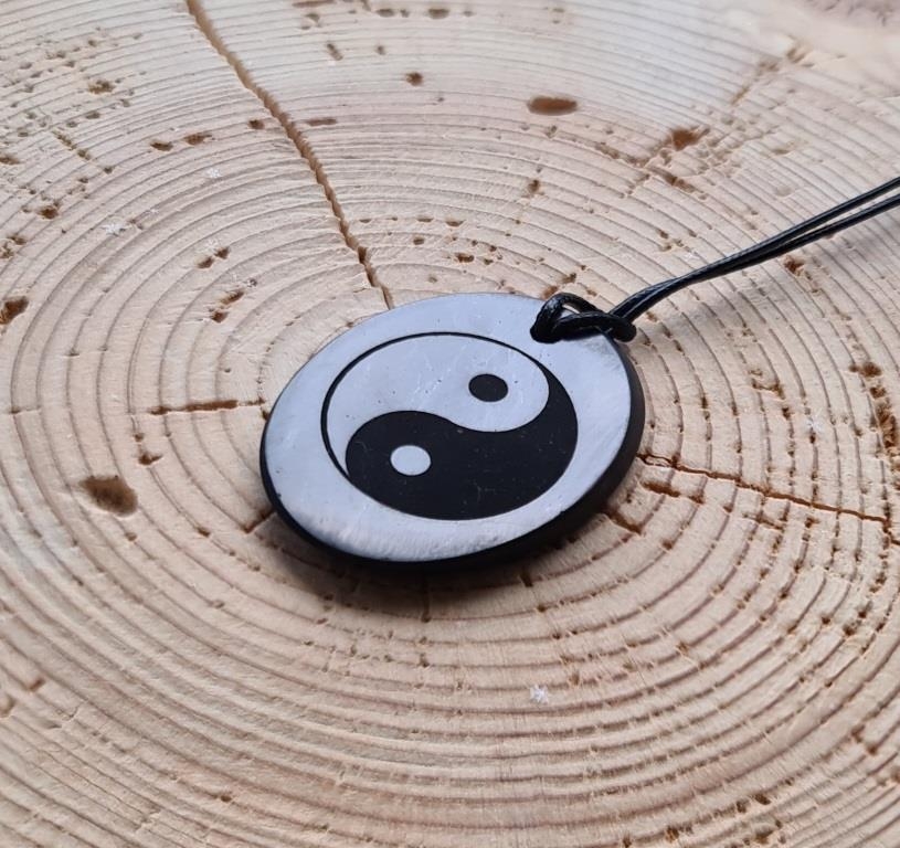 Shungite pendant "YIN YANG" (oval) with laser engraving