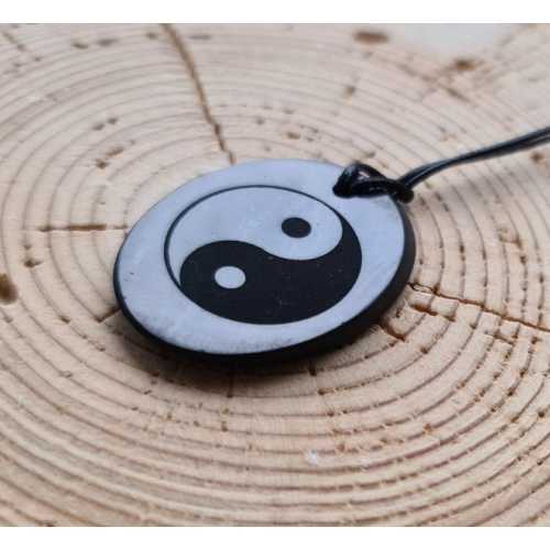 Shungite pendant "YIN YANG" (oval) with laser engraving
