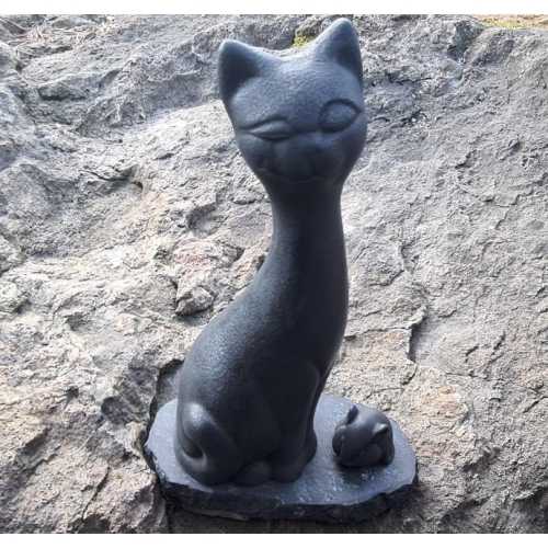 Shungite cat with mouse