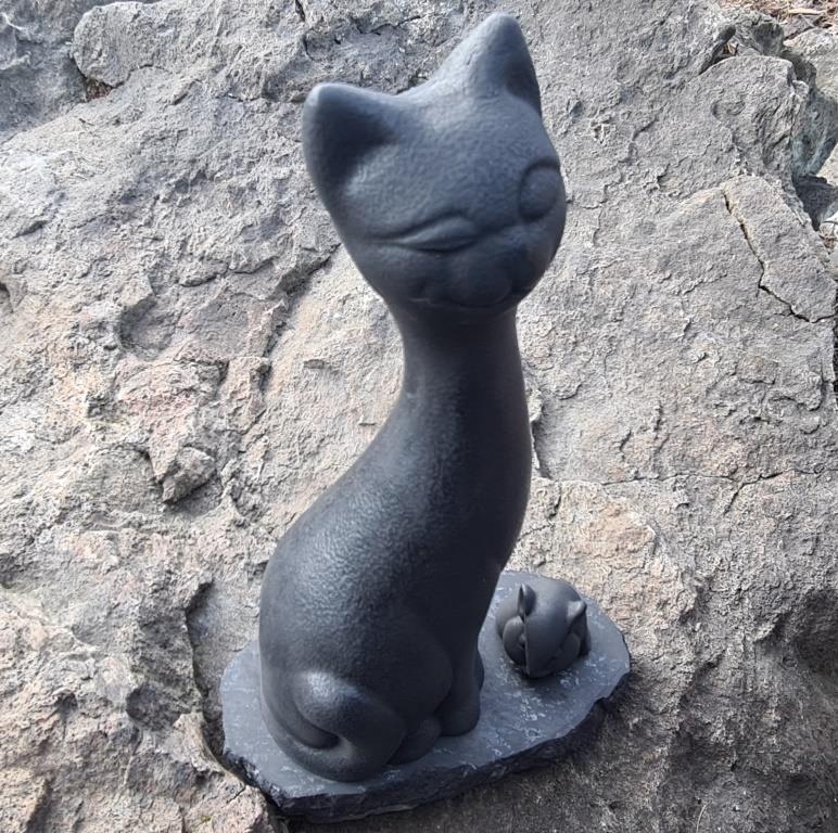 Shungite cat with mouse