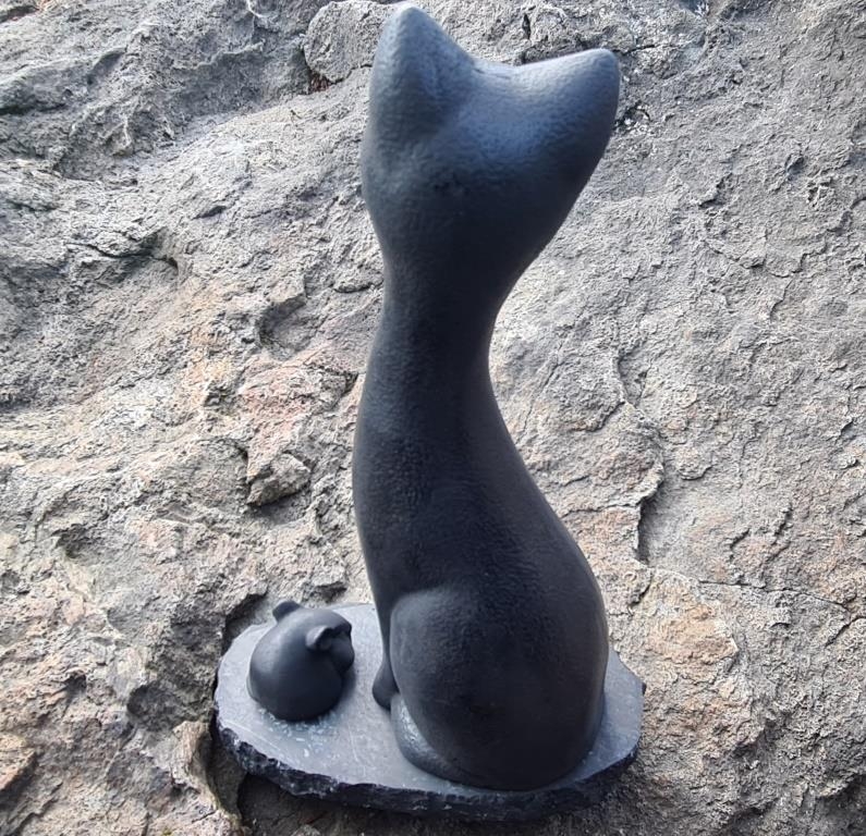 Shungite cat with mouse