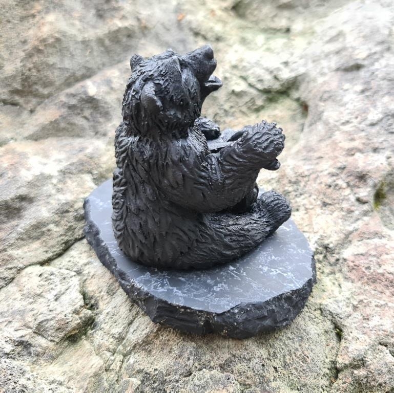 Shungite bear with stump from Russia