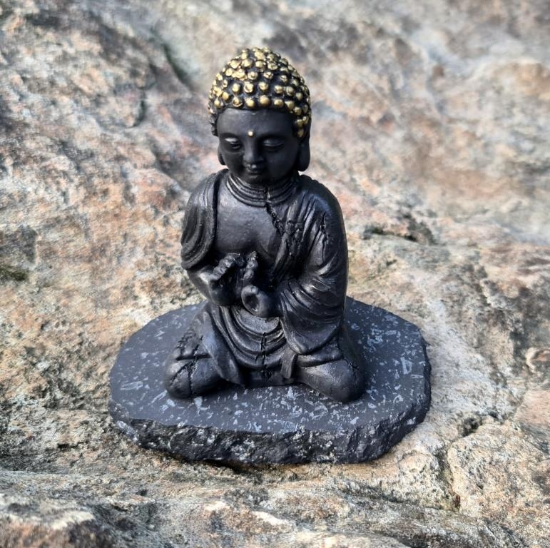 Shungite Figurine Buddha with golden head