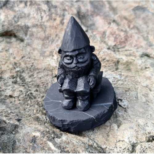 Shungite Figure of a Dwarf reading a book