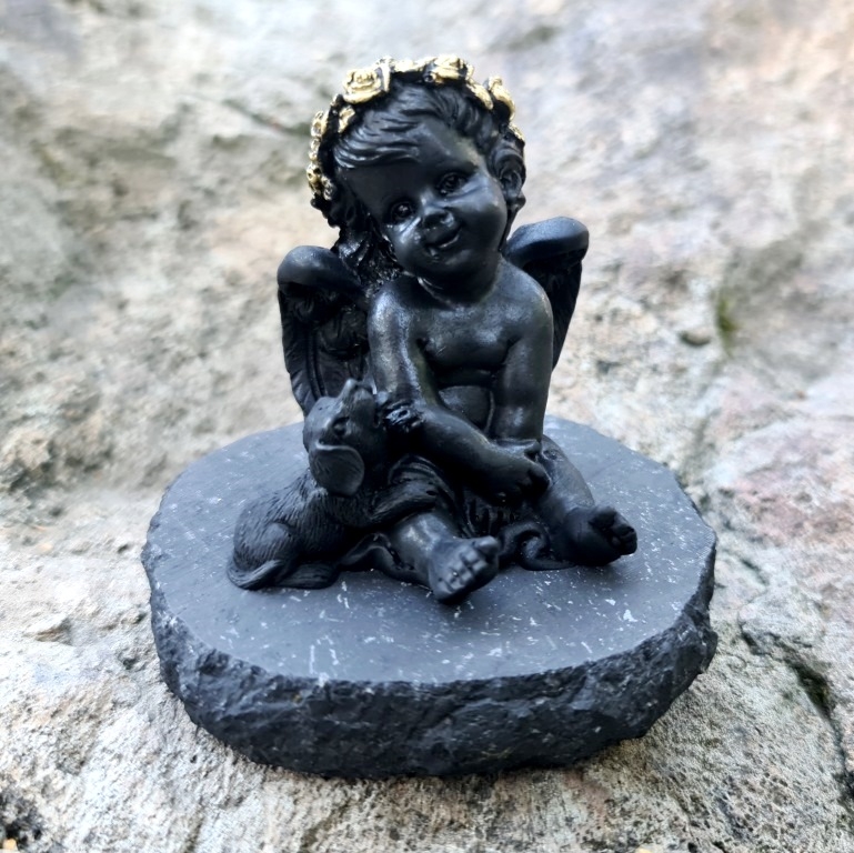 Shungite angel with puppy