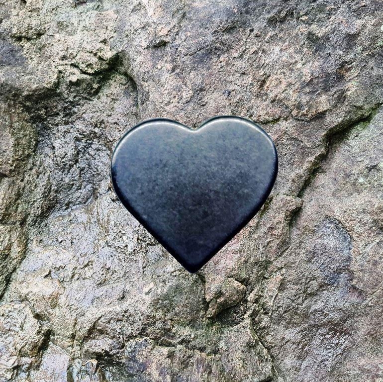 Shungite polished plaque for cell phone Heart