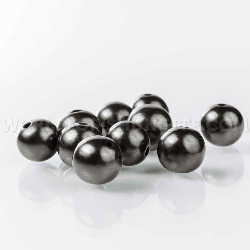 Thread of polished shungite beads 6 mm (beads with holes)