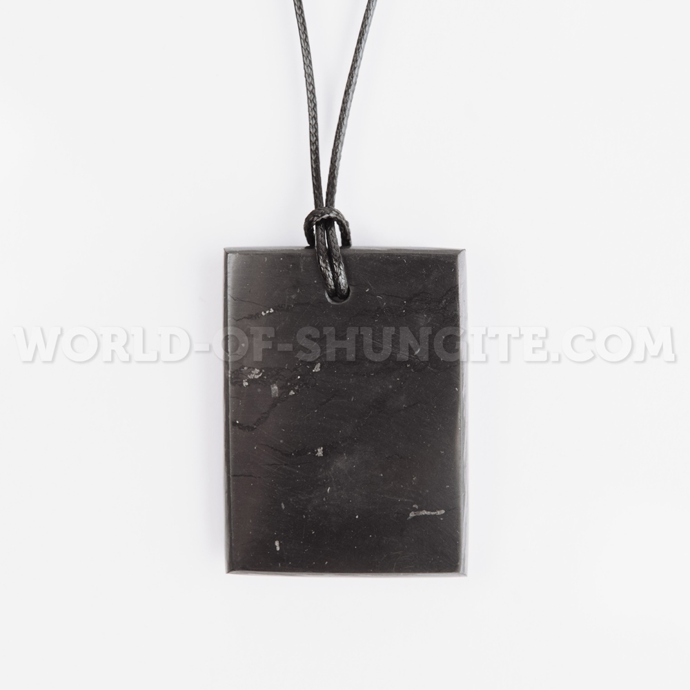 Rectangle pendant made of shungite with individual engraving