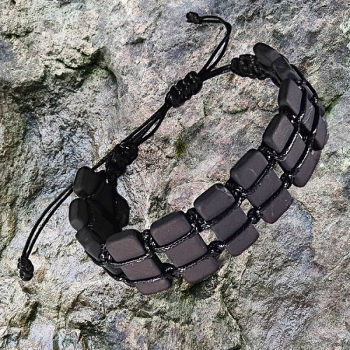Shungite Men's Bracelet made of plates polished  "Oscar"