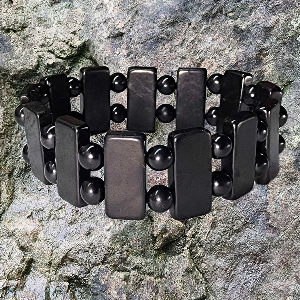 Shungite Bracelet made of plates polished, with beads