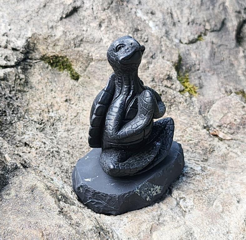 Shungite meditating turtle