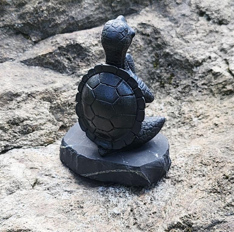 Shungite meditating turtle